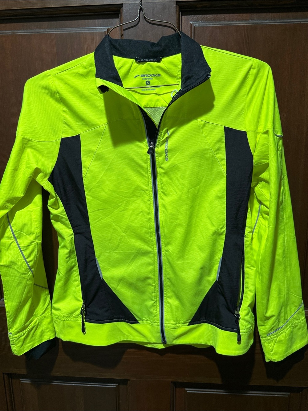 Women’s Brooks Neon Yellow and Black Reflective Running Jacket
